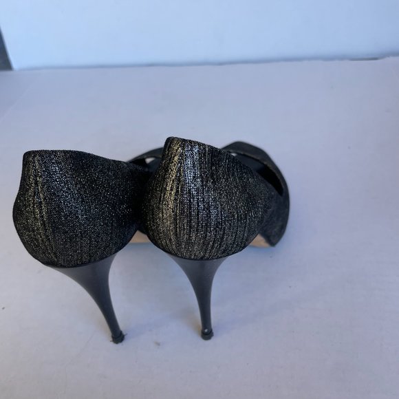 Giuseppe Zanotti Peep Toe Pumps Sz 39 Black/Grey Glitter Fabric Stiletto Heels - Picture 9 of 12